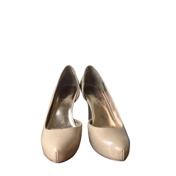 Madden Girl Nude patent leather heels | classic round toe pumps size 7 | 3.5” - Picture 7 of 12